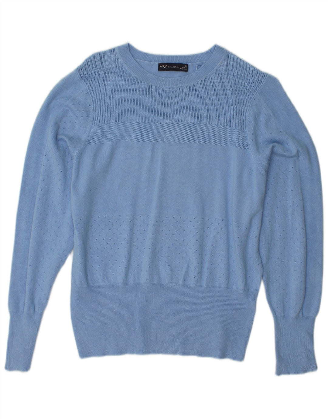 MARKS & SPENCER Damen Pullover mit bauchfreiem U-Boot-Ausschnitt, Gr. 12, Mittelblau