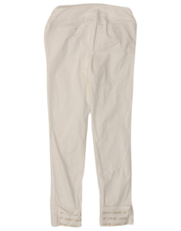 Liu Jo Mädchen-Hose mit Grafik, schmal, Freizeithose, 11–12 Jahre, W26, L26, weiße Baumwolle