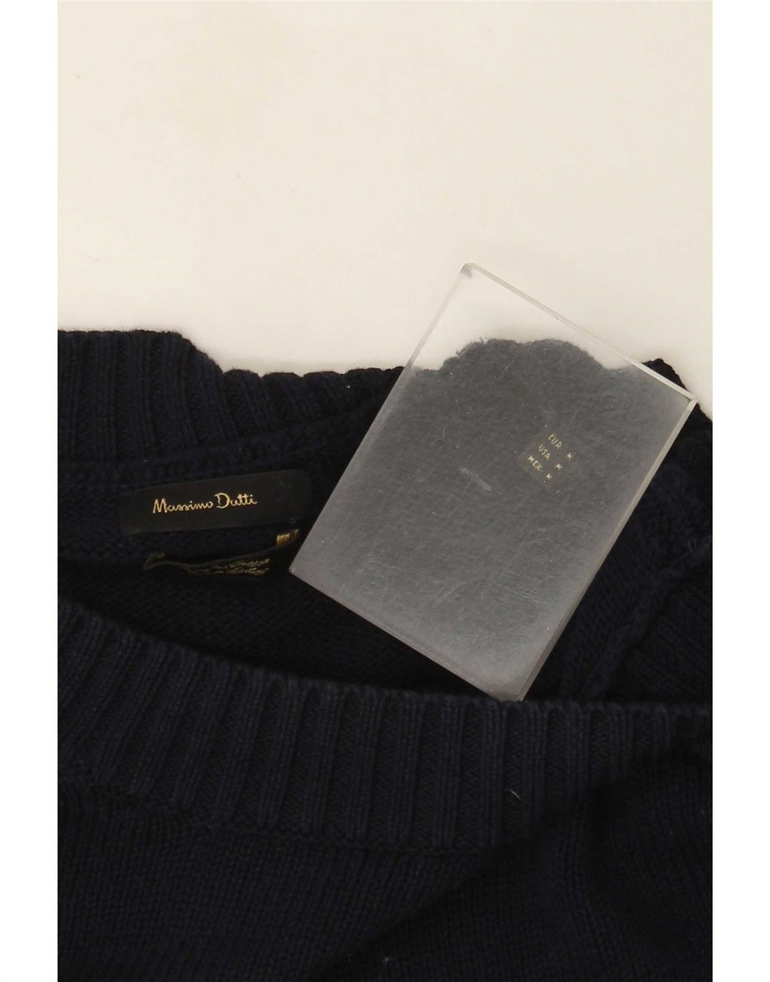 Massimo Dutti Herren-Pullover mit Rundhalsausschnitt, mittleres Marineblau