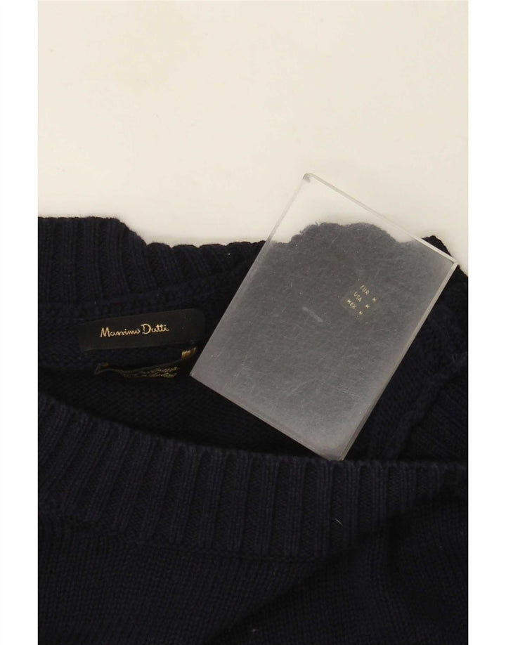 Massimo Dutti Herren-Pullover mit Rundhalsausschnitt, mittleres Marineblau
