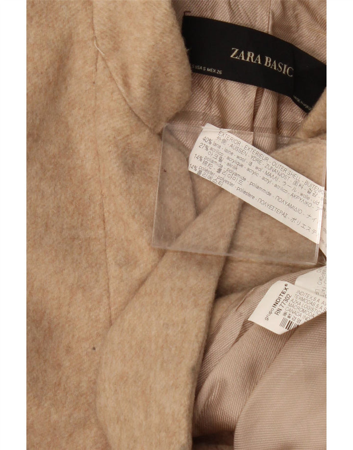 Zara Damen Mantel UK 10 Small Beige Wolle