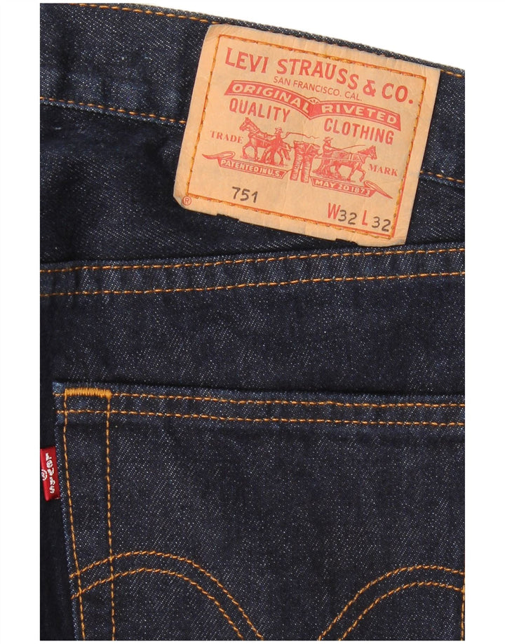 LEVI'S Herren 751 Straight Jeans W32 L32 Marineblaue Baumwolle