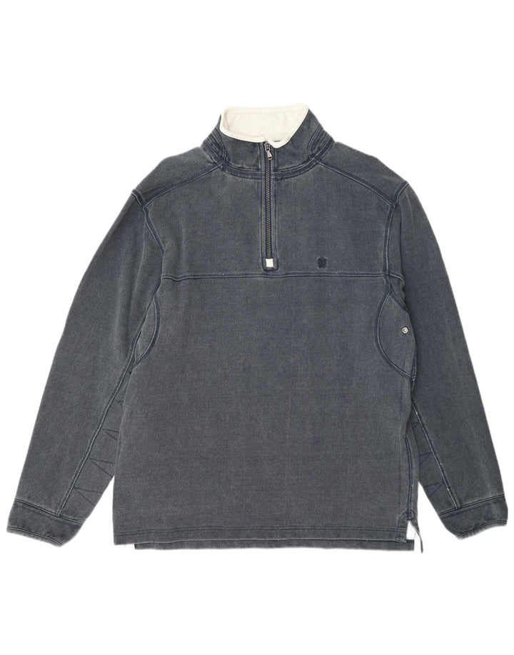 Crew Clothing Herren-Sweatshirt mit Reißverschluss am Hals, mittelgraue Baumwolle