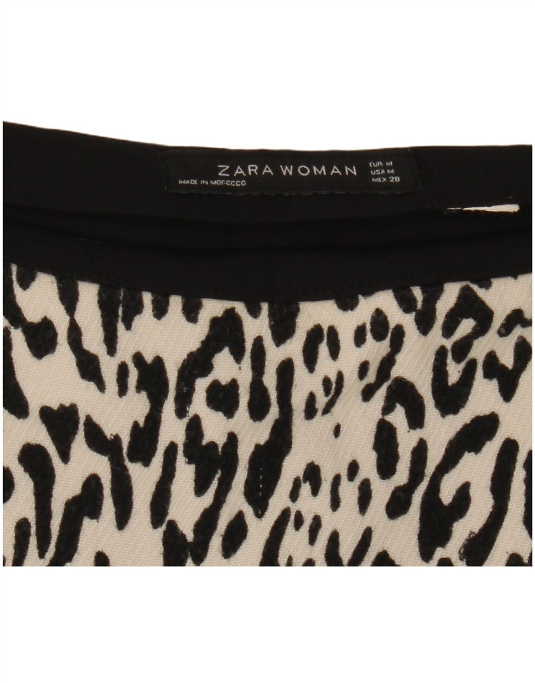 Zara Damen Minirock Medium W28 Off White Animal Print
