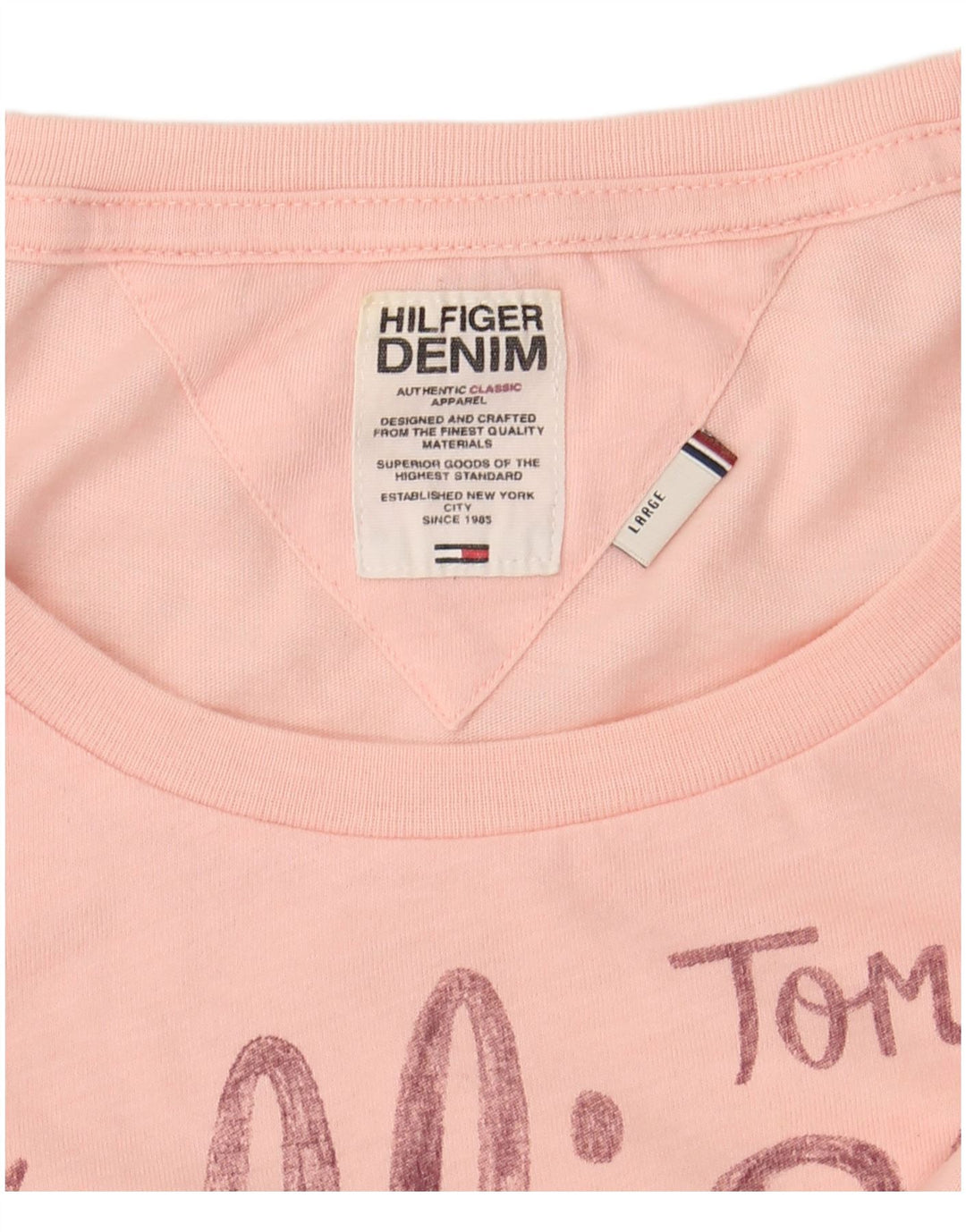 TOMMY HILFIGER Damen Grafik T-Shirt Top UK 14 Large Pink