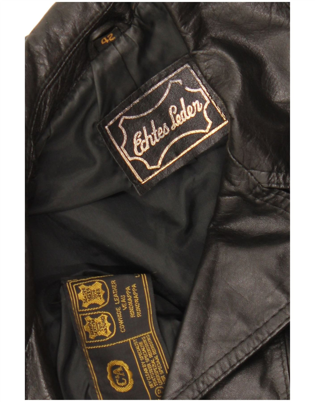 C&A Damen Lederjacke EU 42 Großes schwarzes Leder