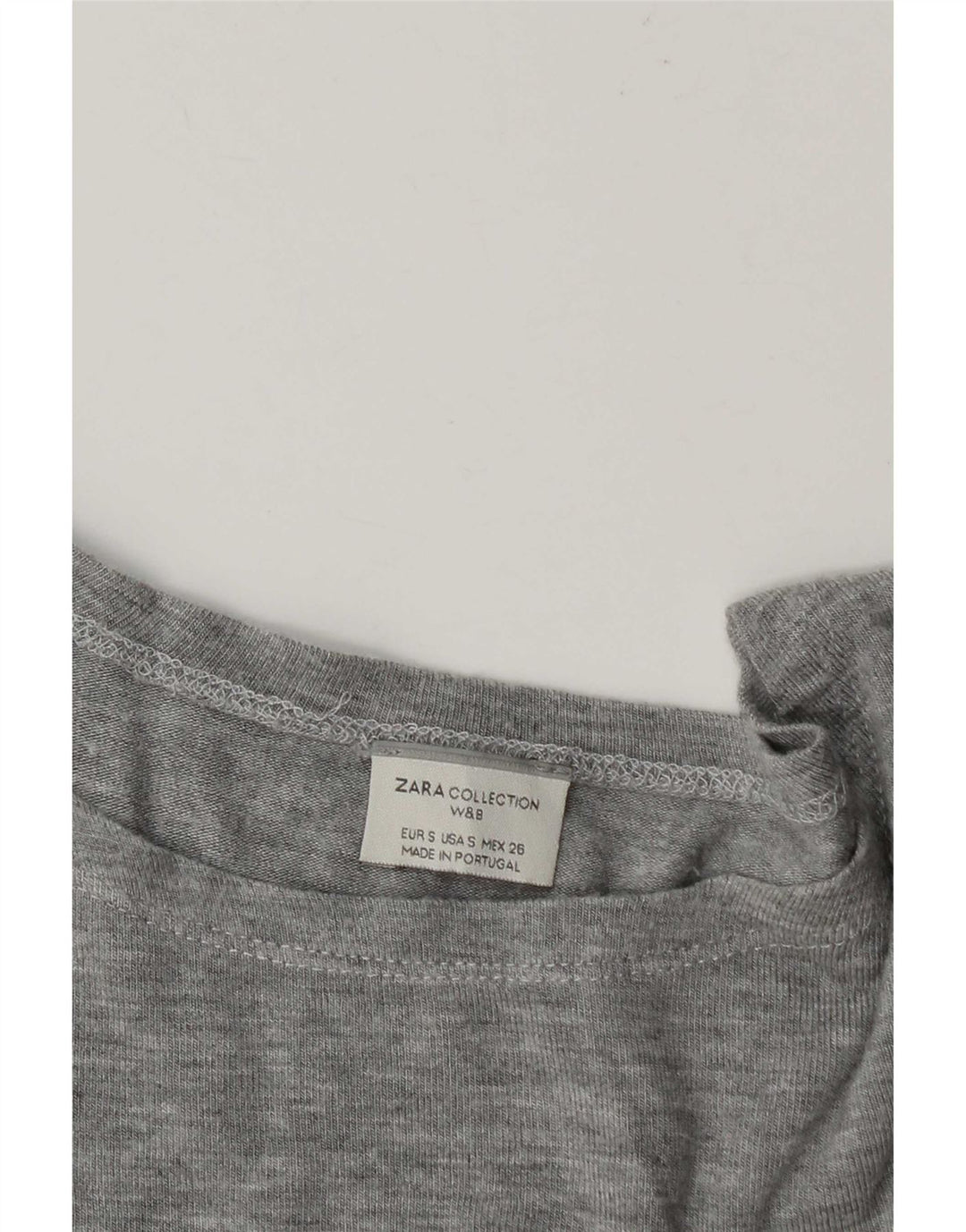 Zara Damen Crop Top Langarm UK 10 Small Grau meliert