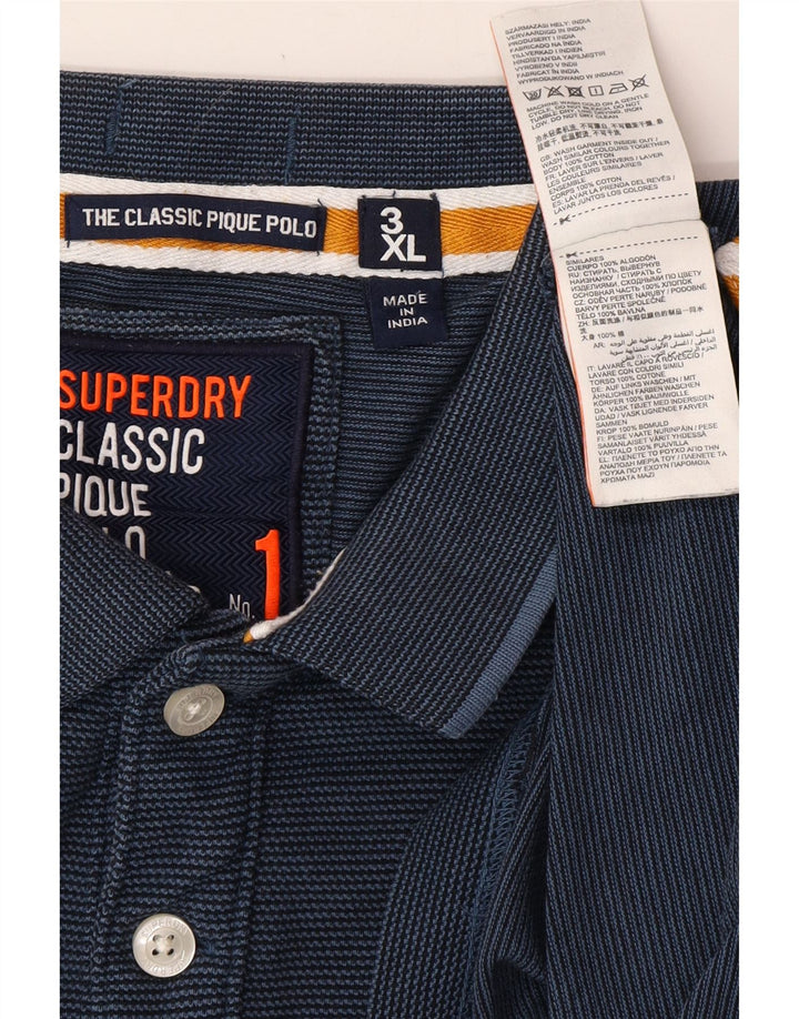 SUPERDRY Herren The Classic Polo Graphic Poloshirt 3XL Marineblau Nadelstreifen