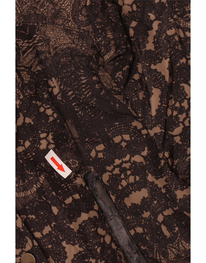 Desigual Damen Grafik gepolsterte Jacke EU 38 Mittelbraunes Paisley-Polyester