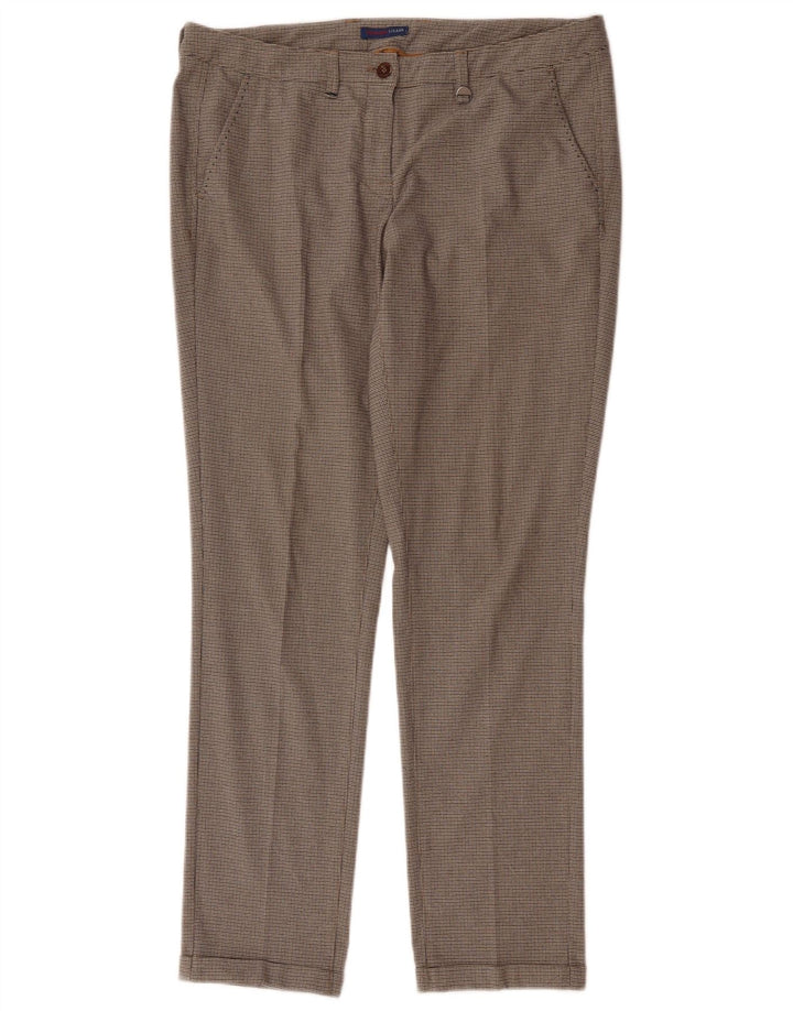 Trussardi Damen-Anzughose, gerade, IT 44, mittelgroß, B34, L30, braun kariert