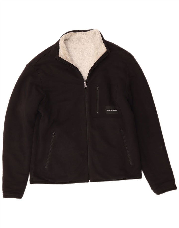 Calvin Klein Jeans Herren Sherpa Jacke UK 38 Mittelschwarze Baumwolle