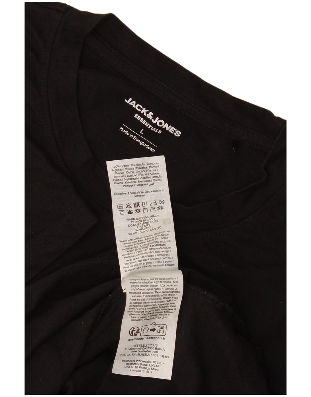 Jack & Jones Herren T-Shirt Top Large Schwarz Baumwolle