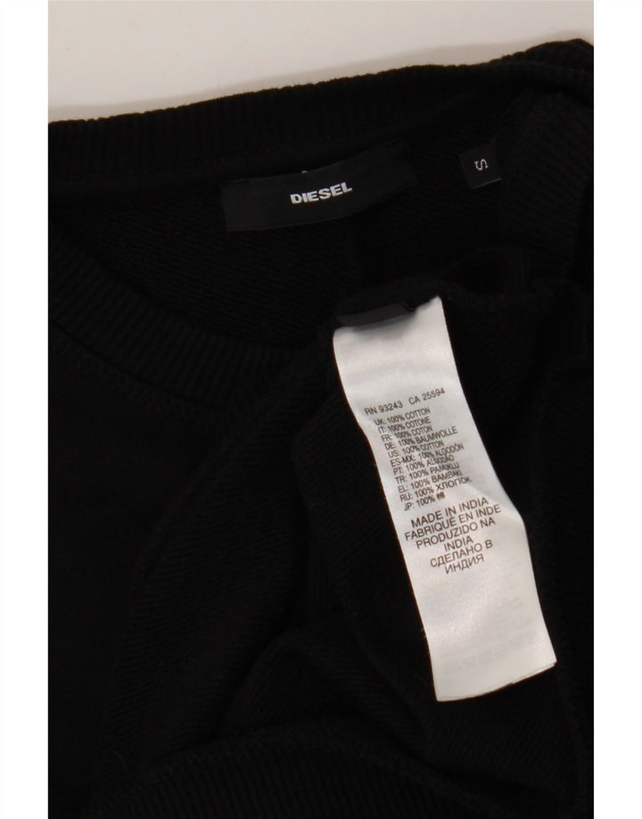 DIESEL Damen Grafik-Sweatshirt-Pullover UK 10 Small Schwarze Baumwolle