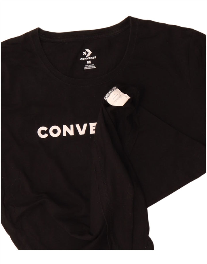 CONVERSE Damen Grafik T-Shirt Top UK 14 Mittelschwarze Baumwolle