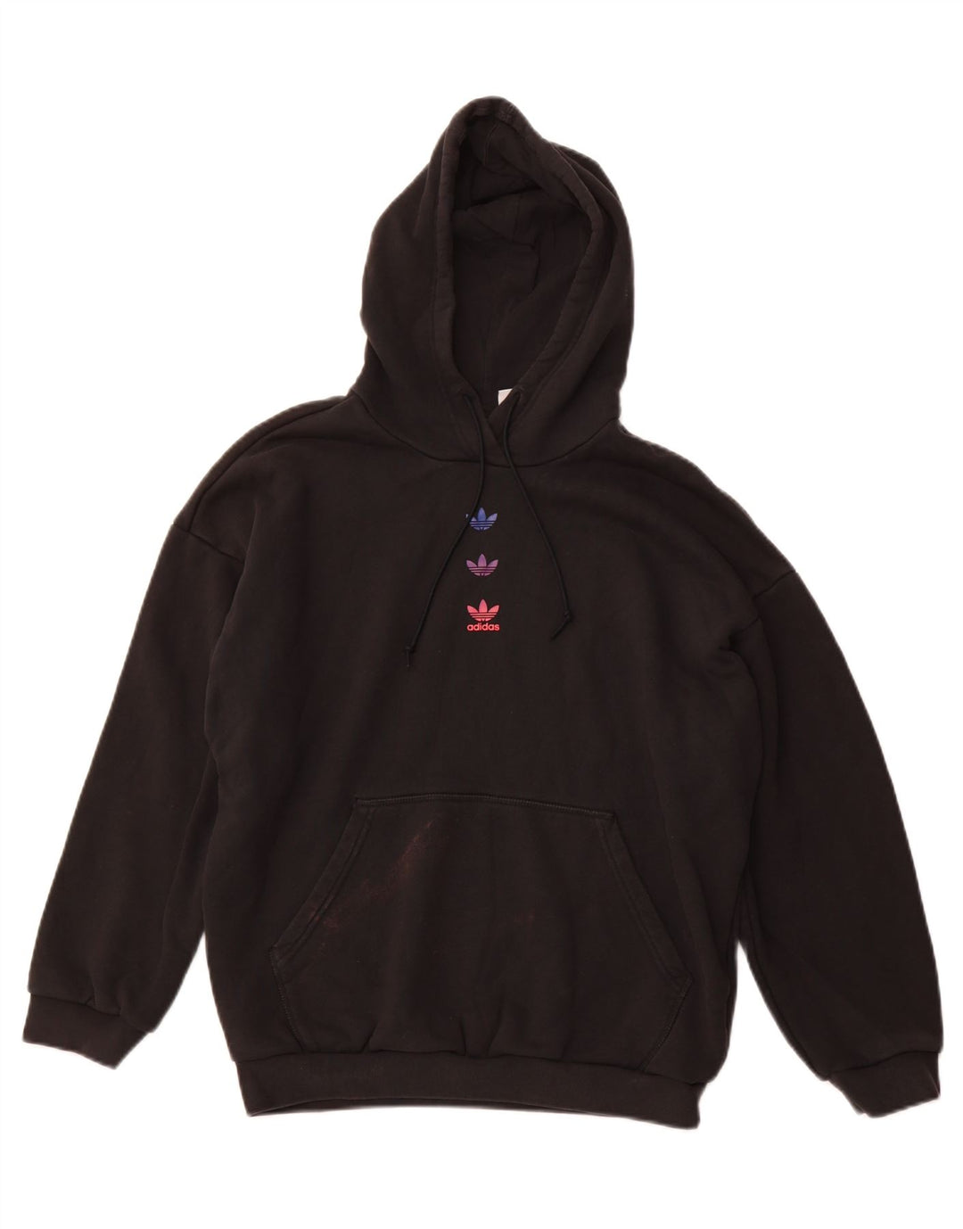 ADIDAS Womens Loose Fit Graphic Hoodie Pullover UK 14 Große schwarze Baumwolle