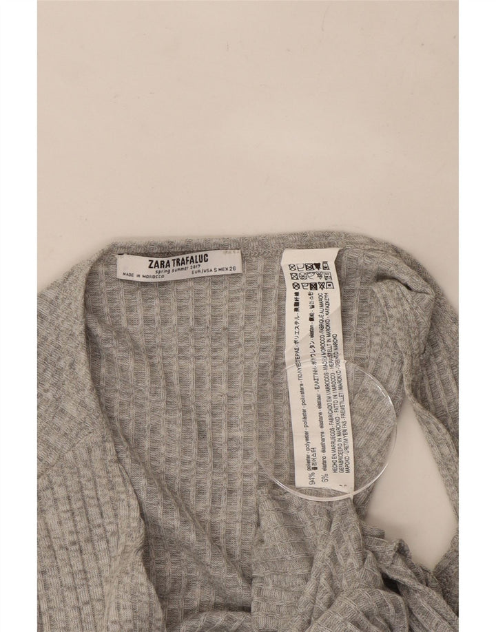 Ärmelloser Damen-Strickoverall von Zara, Größe S, Größe S, grau gestreift, Polyester