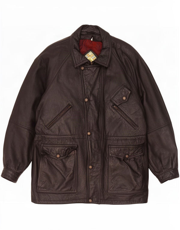 Paco Calvari Herren Lederjacke IT 54 2XL Schwarz