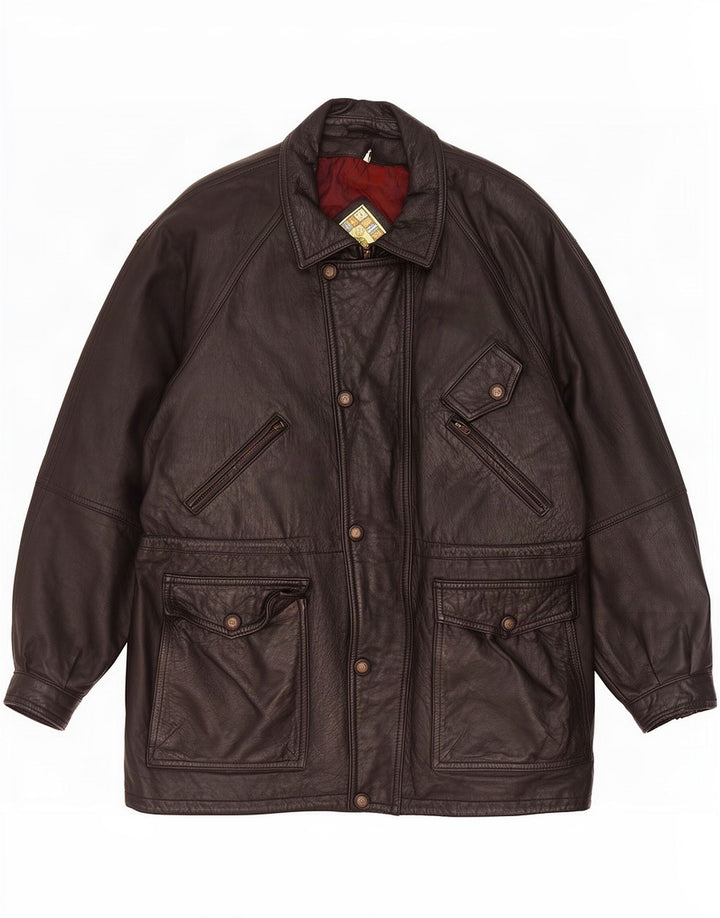 Paco Calvari Herren Lederjacke IT 54 2XL Schwarz
