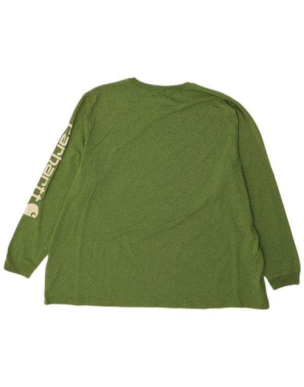 Carhartt Womens Loose Fit Graphic Top Langarm UK 24/26 3XL Grüne Baumwolle