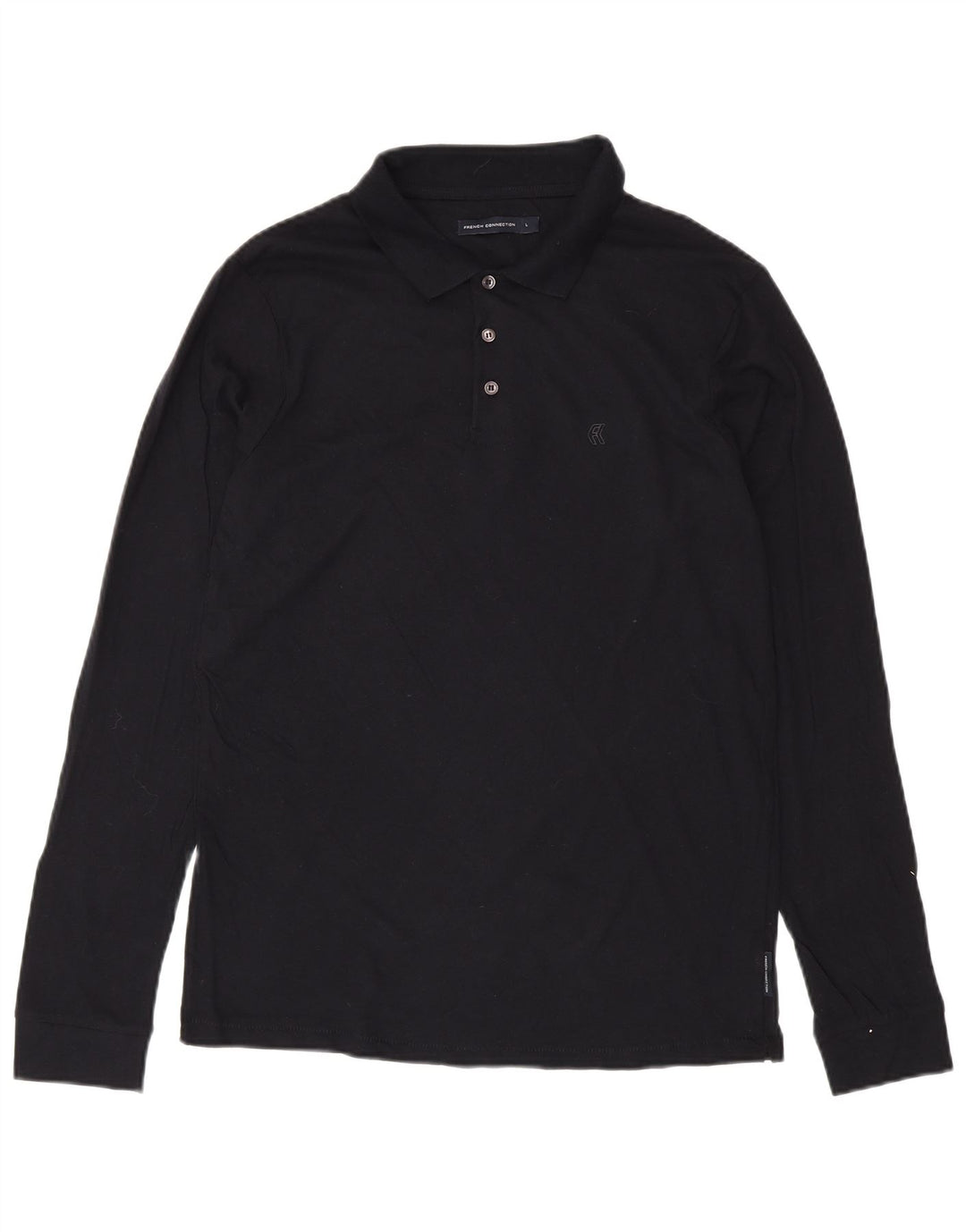 FRENCH CONNECTION Mens Long Sleeve Polo Shirt Large Navy Blue Cotton