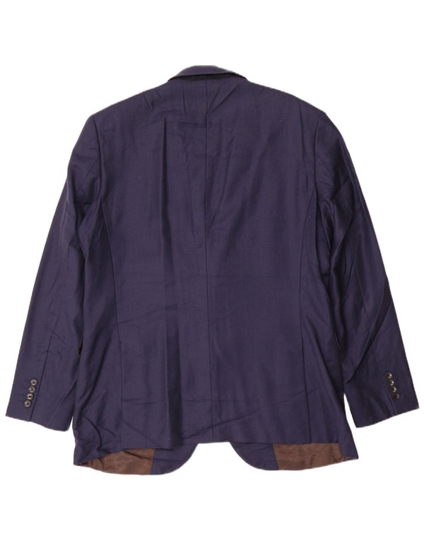 ERMENEGILDO ZEGNA Mens 2 Button Blazer Jacket UK 44 2XL Navy Blue Wool