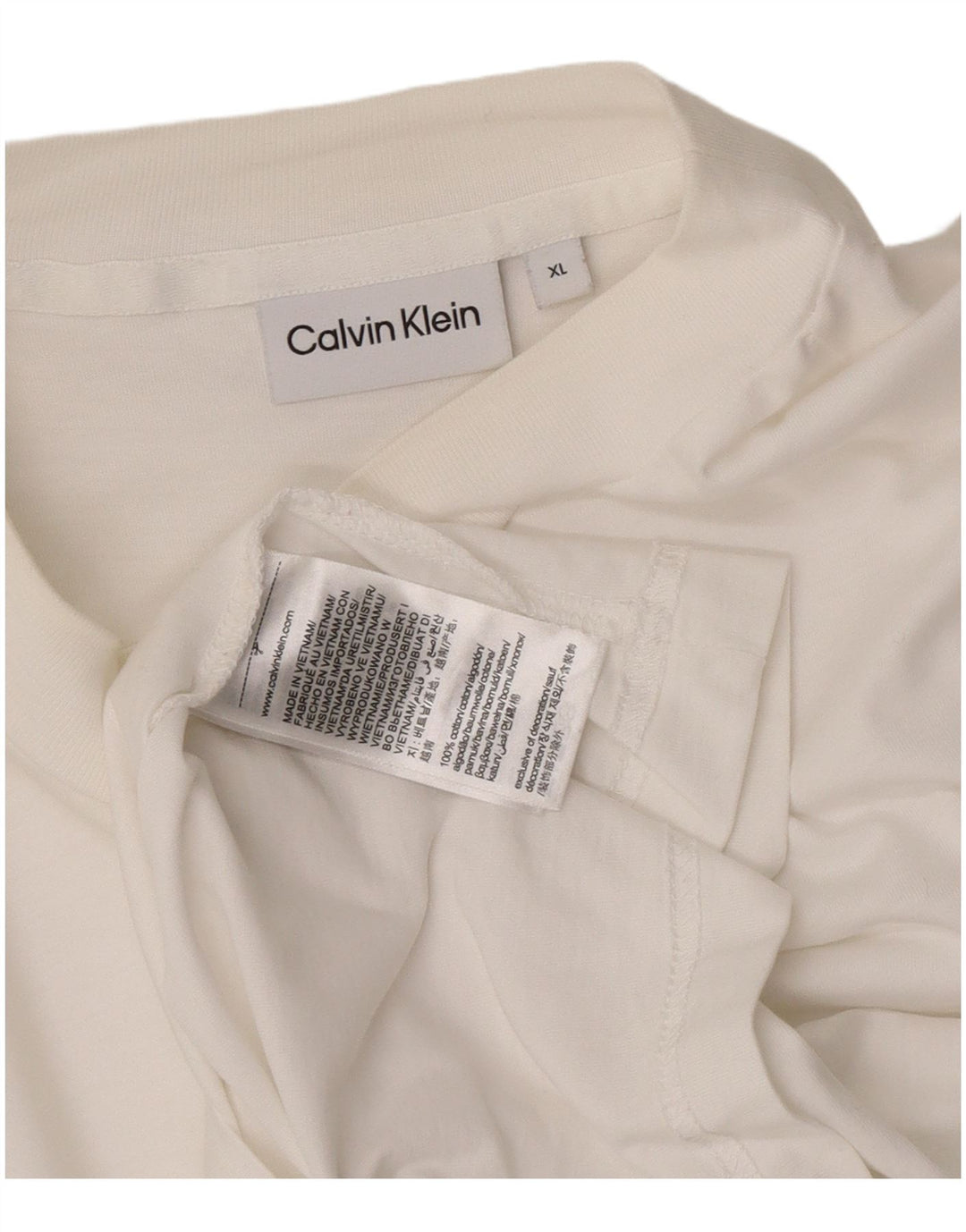 Calvin Klein Herren Top Langarm XL Weiße Baumwolle