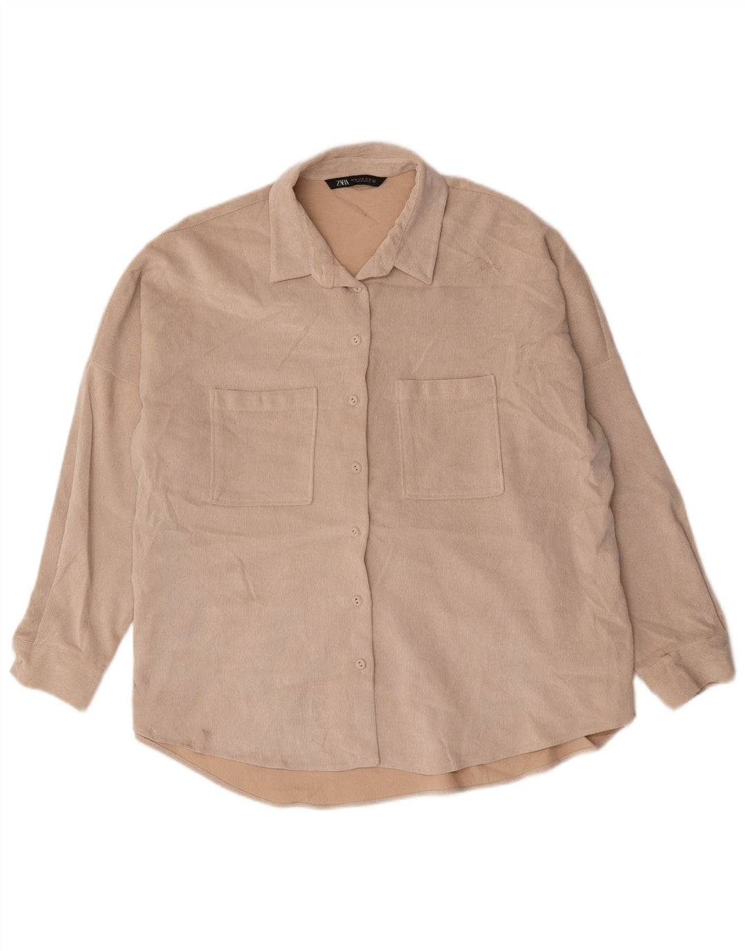 Zara Damen Übergroßes Hemd UK 18 XL Beige Polyester