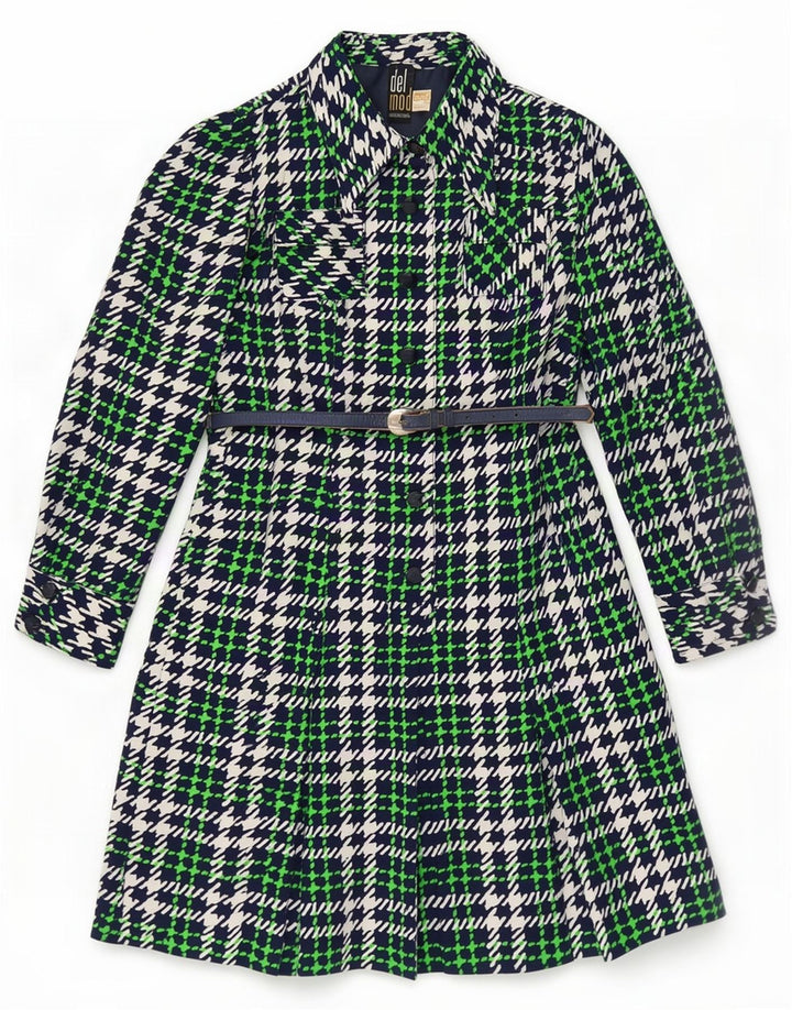 Delmod Damenmantel IT 40 Small Green Check Polyester