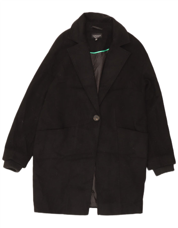 Topshop Damen Übergroßer Mantel UK 6 XS Schwarz Polyester
