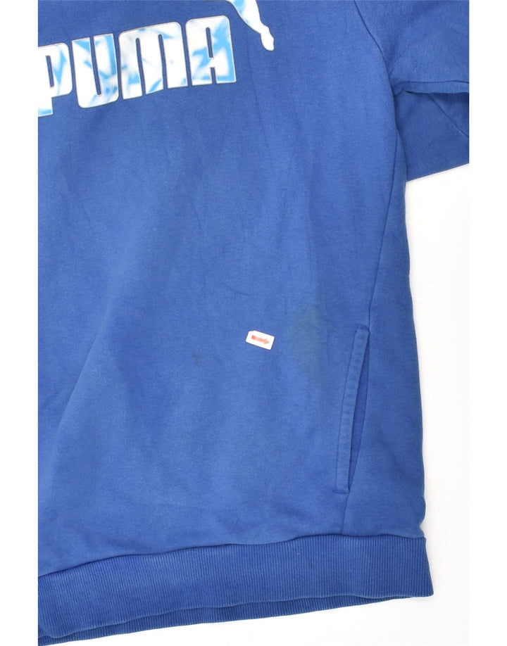 PUMA Boys Graphic Hoodie Jumper 13-14 Years Blue Cotton | Vintage Puma | Thrift | Second-Hand Puma | Used Clothing | Messina Hembry 