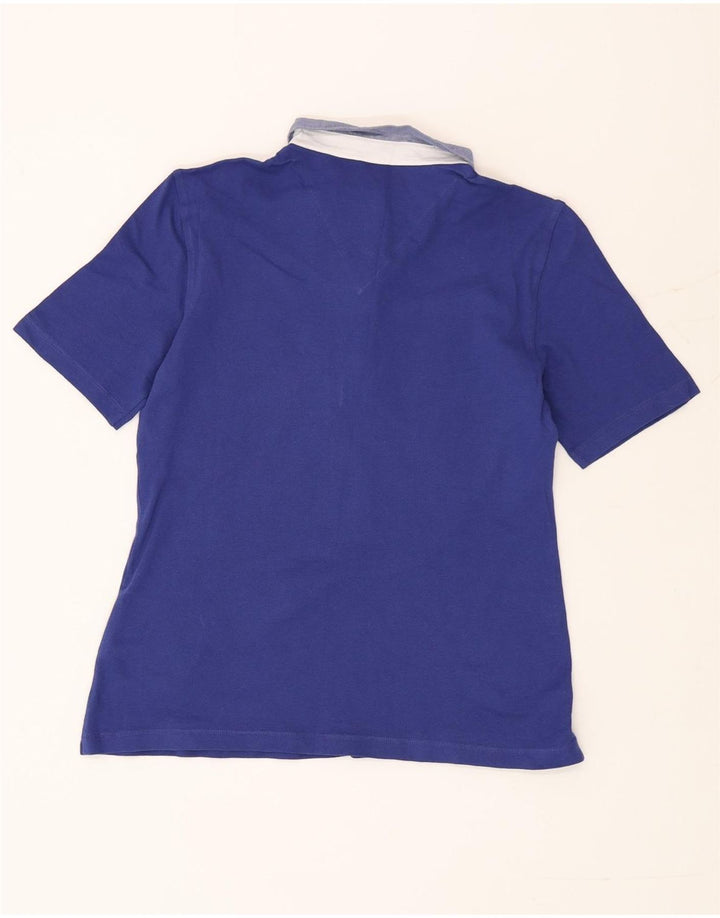 Fay Damen Poloshirt UK 14 Large Blau Baumwolle
