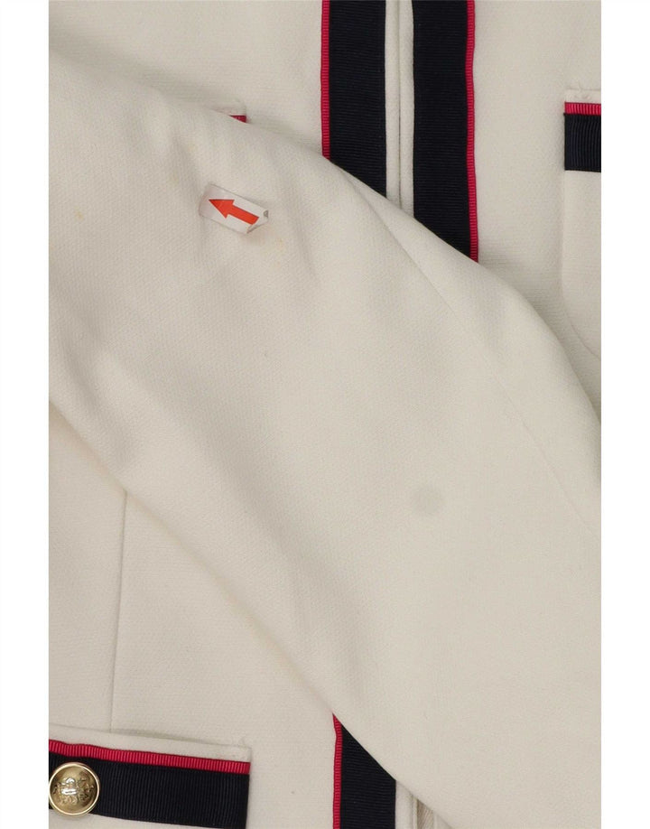 Zara Damen Blazer Jacke UK 10 Small Weiß gestreift