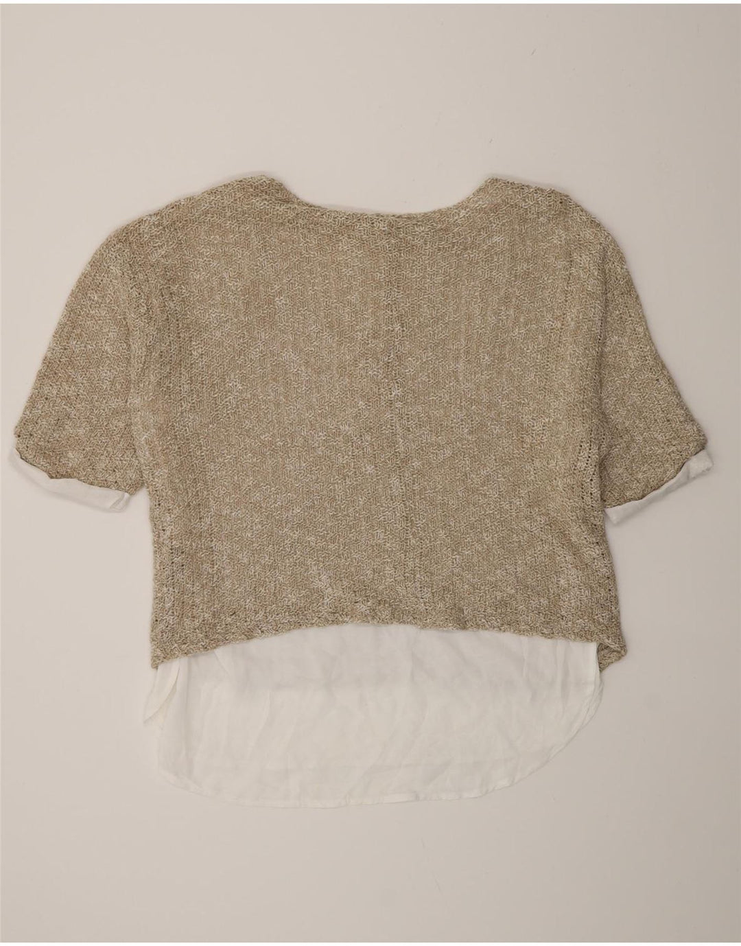 Übergroßes Häkelblusenoberteil von Zara für Damen, UK 14, Mittelbeige, Farbblock