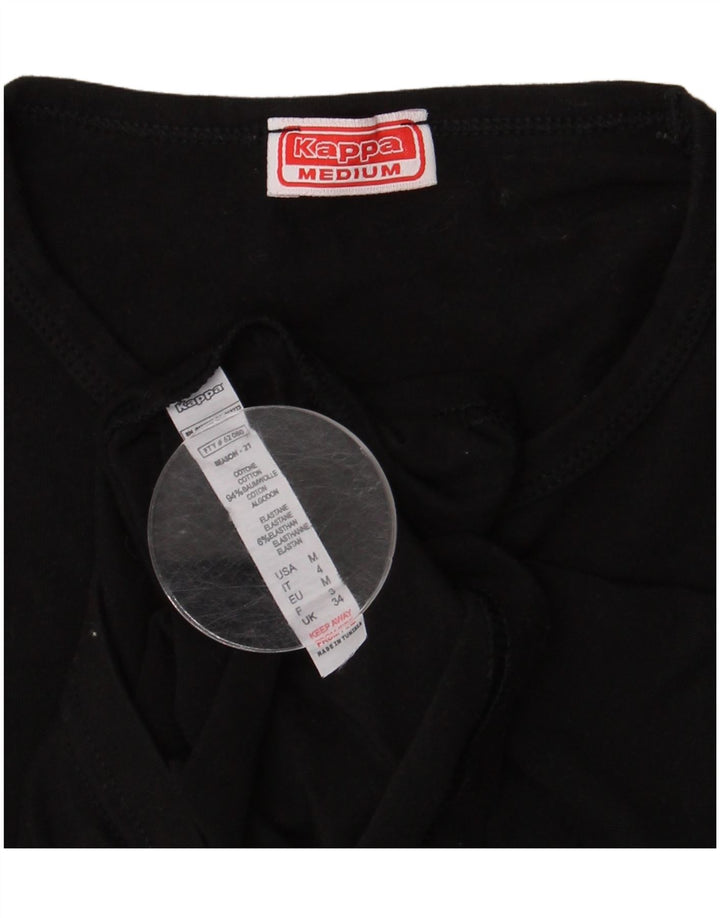 Kappa Damen T-Shirt Top UK 12 Medium Schwarz Baumwolle