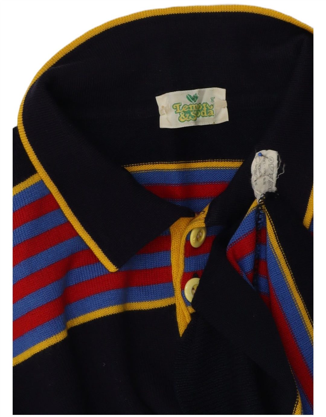 Lemon & Soda Herren-Pullover mit Rollkragen, Mittelblau, gestreift, Wolle