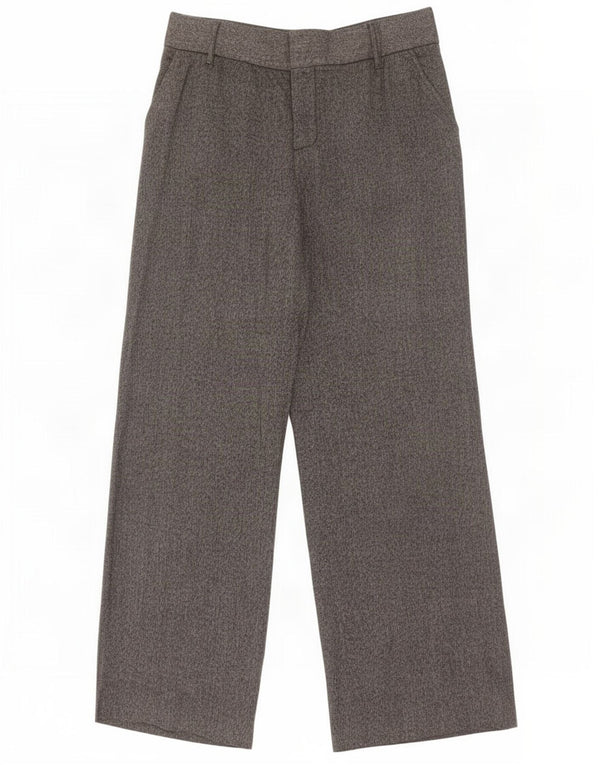 Zara Damen-Freizeithose mit weitem Bein, W32, L31, graues Fischgrätenmuster
