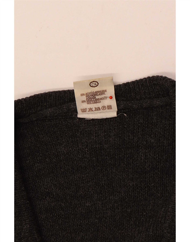 Angelo Litrico Herren-Strickjacke, EU 48/50, mittelgraues geometrisches Acryl