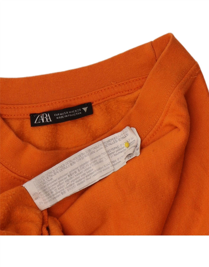 Zara Damen Crop Sweatshirt Pullover UK 14 Mittelorange Polyester