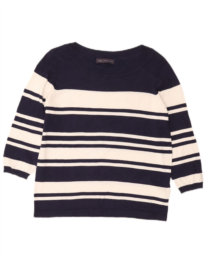 Marks & Spencer Damen-Pullover mit Rundhalsausschnitt, Gr. 14, mittleres Marineblau