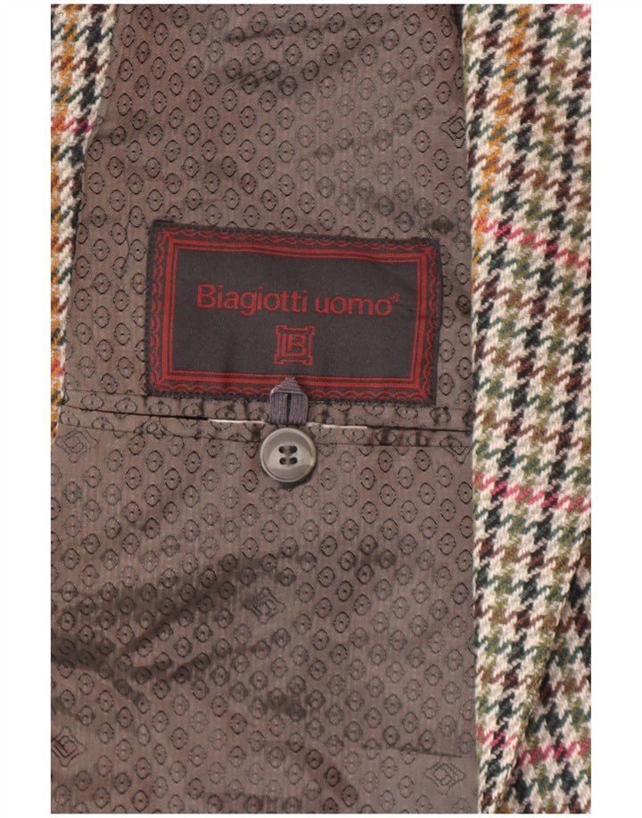 BIAGIOTTI UOMO Mens Blazer Jacket UK 38 Medium Multicoloured Houndstooth