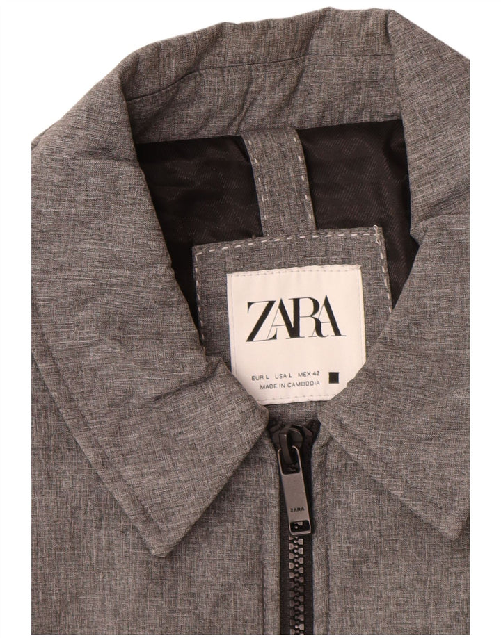 Zara Herren Utility Jacke UK 40 Large Grau Polyester