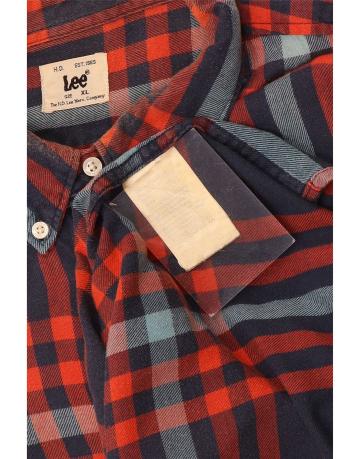 Lee Herren-Flanellhemd XL, blau kariert, Baumwolle