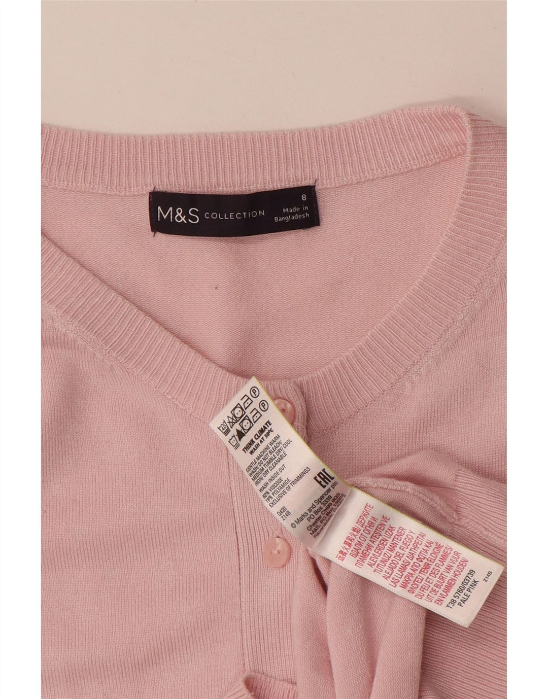 MARKS & SPENCER Damen-Cardigan-Pullover UK 8 Kleine rosa Viskose