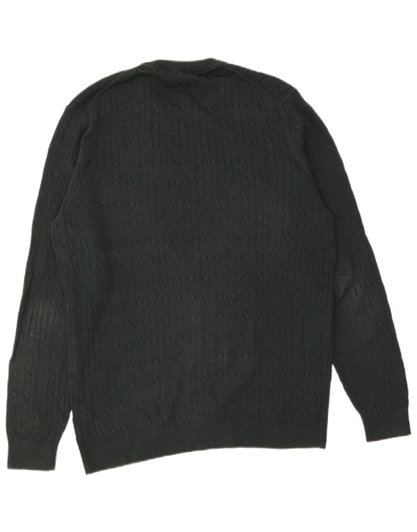 Massimo Dutti Mens Crew Neck Jumper Sweater XL Green Cotton
