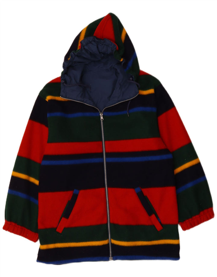 VINTAGE Damen Übergroße Kapuzen-Wendejacke UK 12 Medium Marineblau