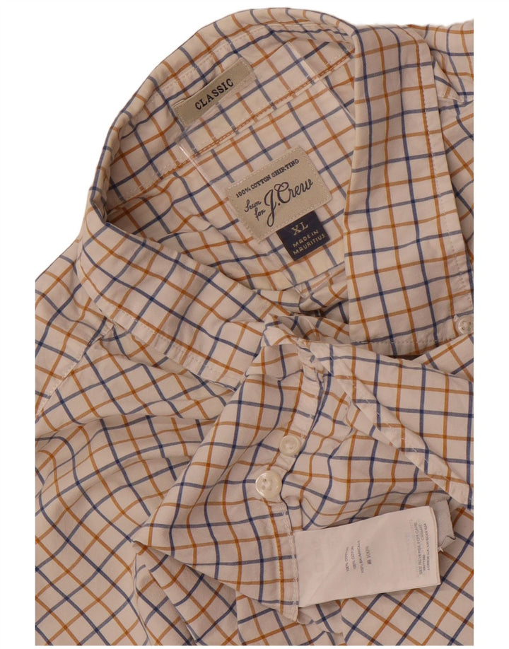 J. Crew Herren-Hemd mit klassischer Passform, XL, weiß kariert, Baumwolle