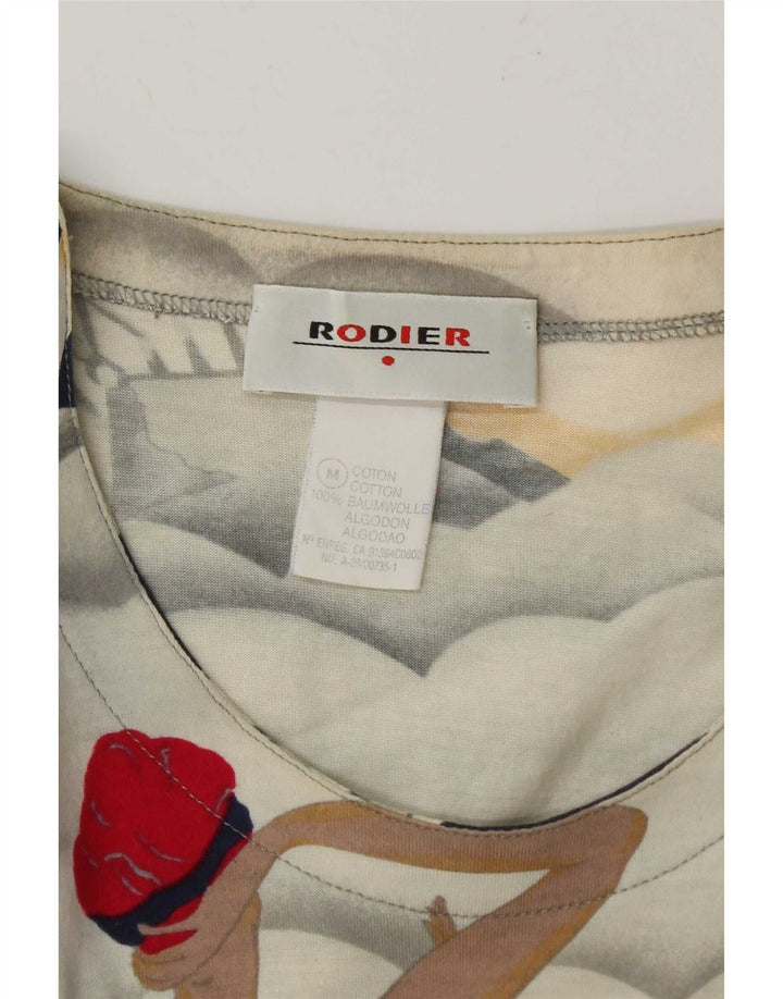 Rodier Womens Graphic T-Shirt Top UK 12 Medium Multicoloured Cotton