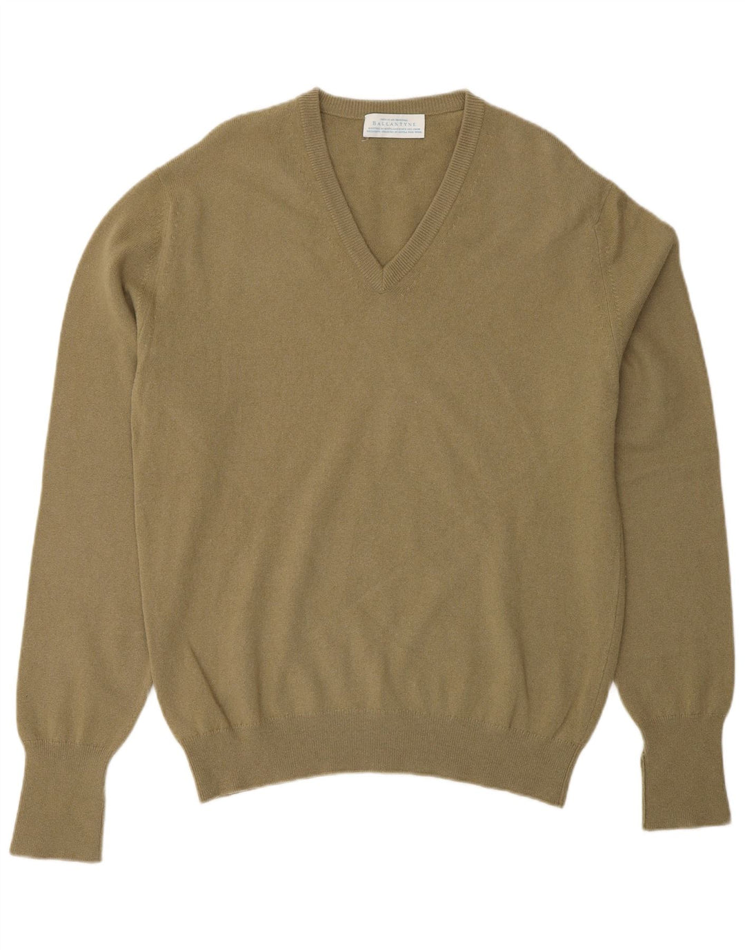 BALLANTYNE Herren-Pullover mit V-Ausschnitt, IT 46, kleine Khaki-Wolle