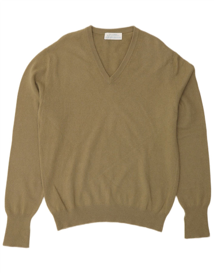 BALLANTYNE Herren-Pullover mit V-Ausschnitt, IT 46, kleine Khaki-Wolle