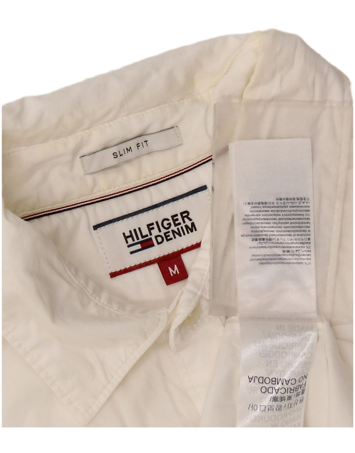 Tommy Hilfiger Herren Kurzarm-Slim-Fit-Hemd aus mittelweißer Baumwolle